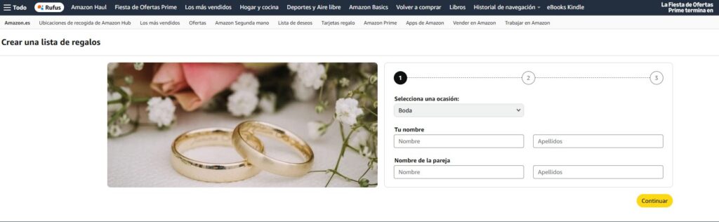 Cómo hacer una Lista de Boda en Amazon Paso a Paso